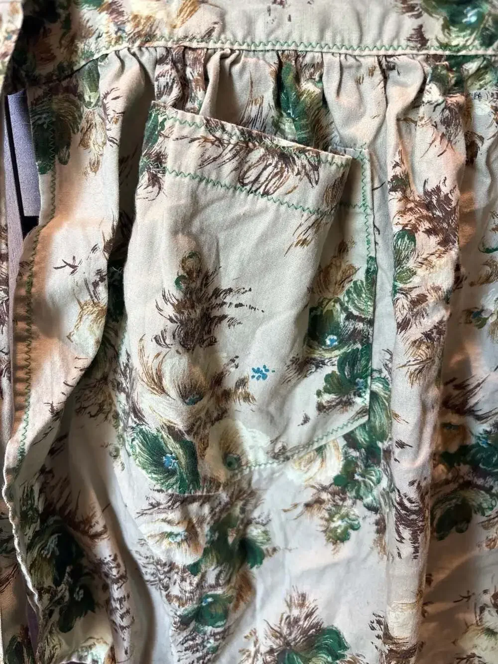 VINTAGE STYLE GREEN HALF APRON POCKET FLORAL Cottagecore Rockabilly